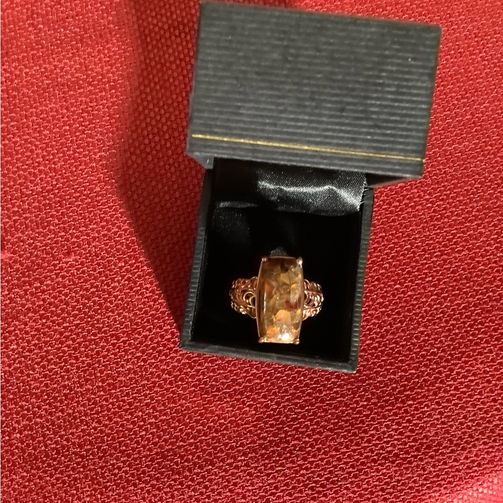Rose-Tone Matrix Fire Opal Statement Ring - Women Jewelry